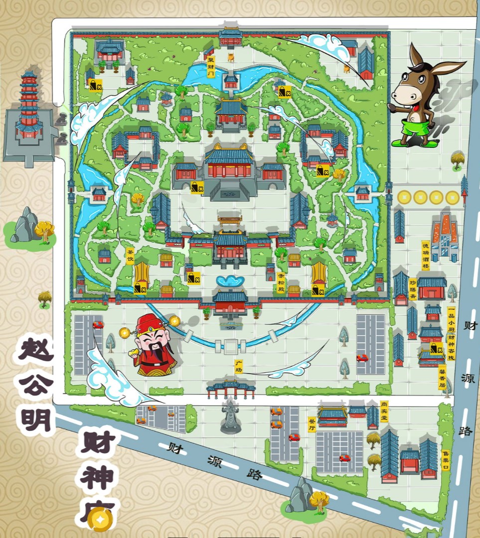 武冈寺庙类手绘地图